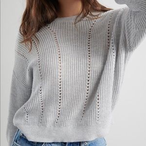 Garage supersoft traveling pointelle cool grey sweater NWT